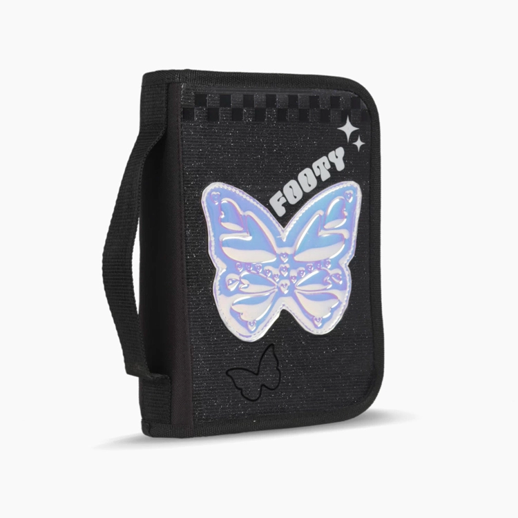 Cartuchera Escolar Footy Desplegable 1 piso Glow Fly Negra Art.F263044